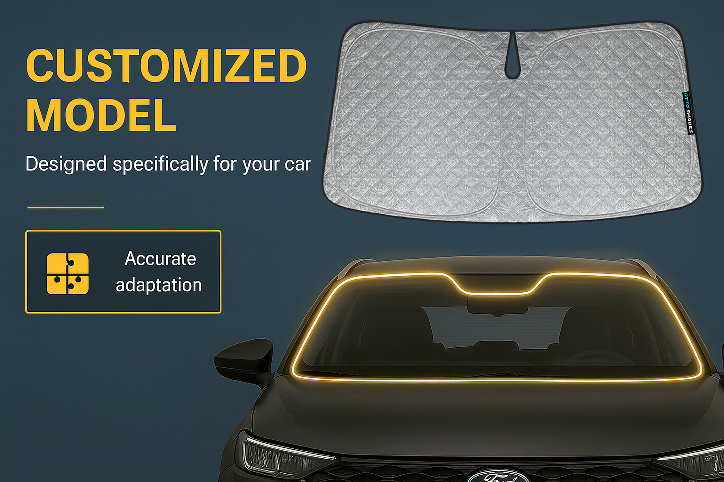 OTTO SHADES Patented Thick Windscreen Sunshade for GWM Cannon Ute 2021-2026, 6-Layer Custom Fit