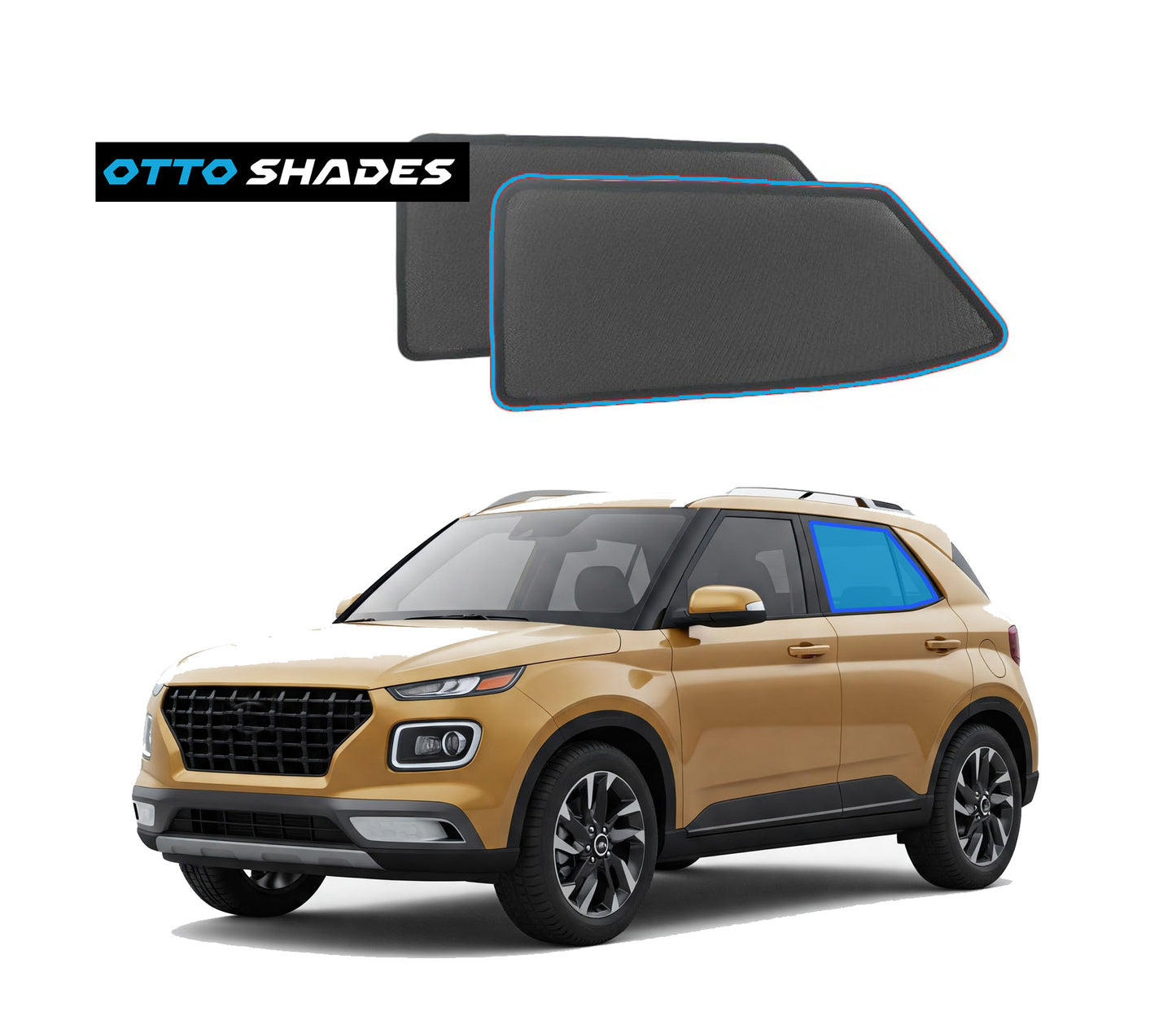 OTTO Shades Custom Mesh Sunshade for Hyundai Venue 2019-2025, Rear Side Windows Sun Blind for Baby Protection, UV/Heat Reduction,Privacy Shield
