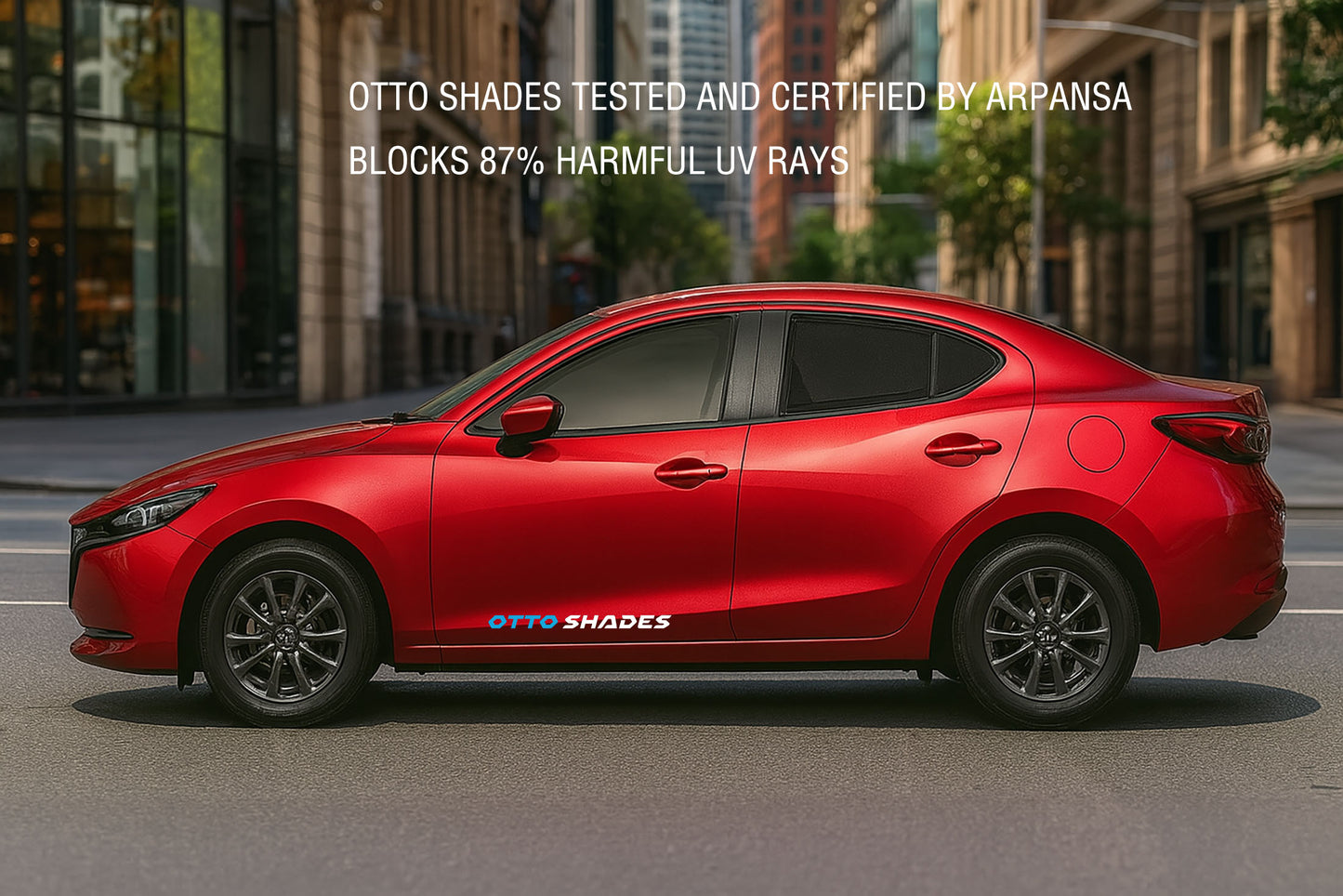 OTTO Shades Custom Mesh Sunshade for Mazda 2 2014-2025, Rear Side Windows Sun Blind for Baby Protection, UV/Heat Reduction,Privacy Shield