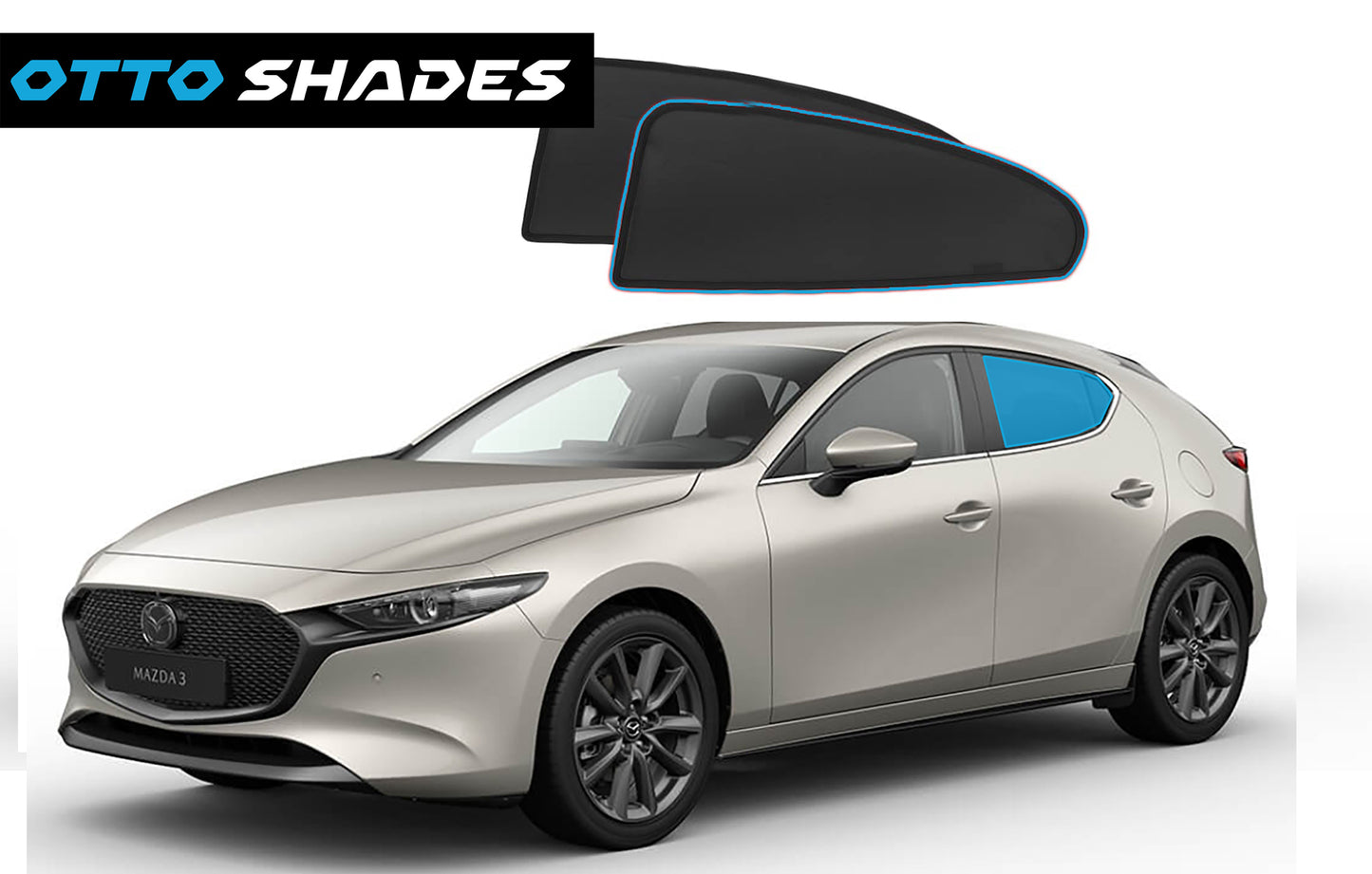 OTTO Shades Custom Magnetic Mesh Sunshade for Mazda 3 2019-2025, Side, Rear & Port Windows Sun Blind for Baby Protection