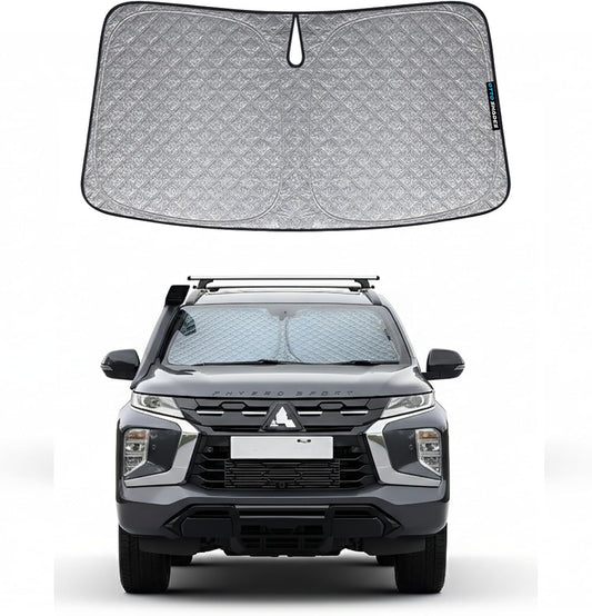 Patented Thick Windscreen Sunshade for Mitsubishi Pajero Sport 2016-2026, 6-Layer Custom Fit, Maximum UV Protection & Heat Shield