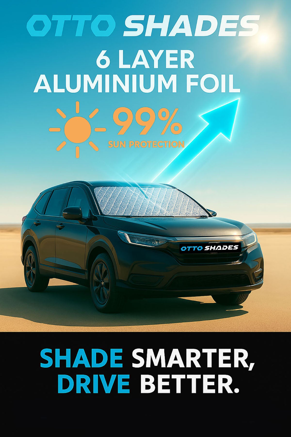 OTTO SHADES Premium WindScreen Sunshade for BYD Sealion6 2024-2025 Thick 6-Layers Foldable Front Window Sunshade UV Protection Heat Shield Cover