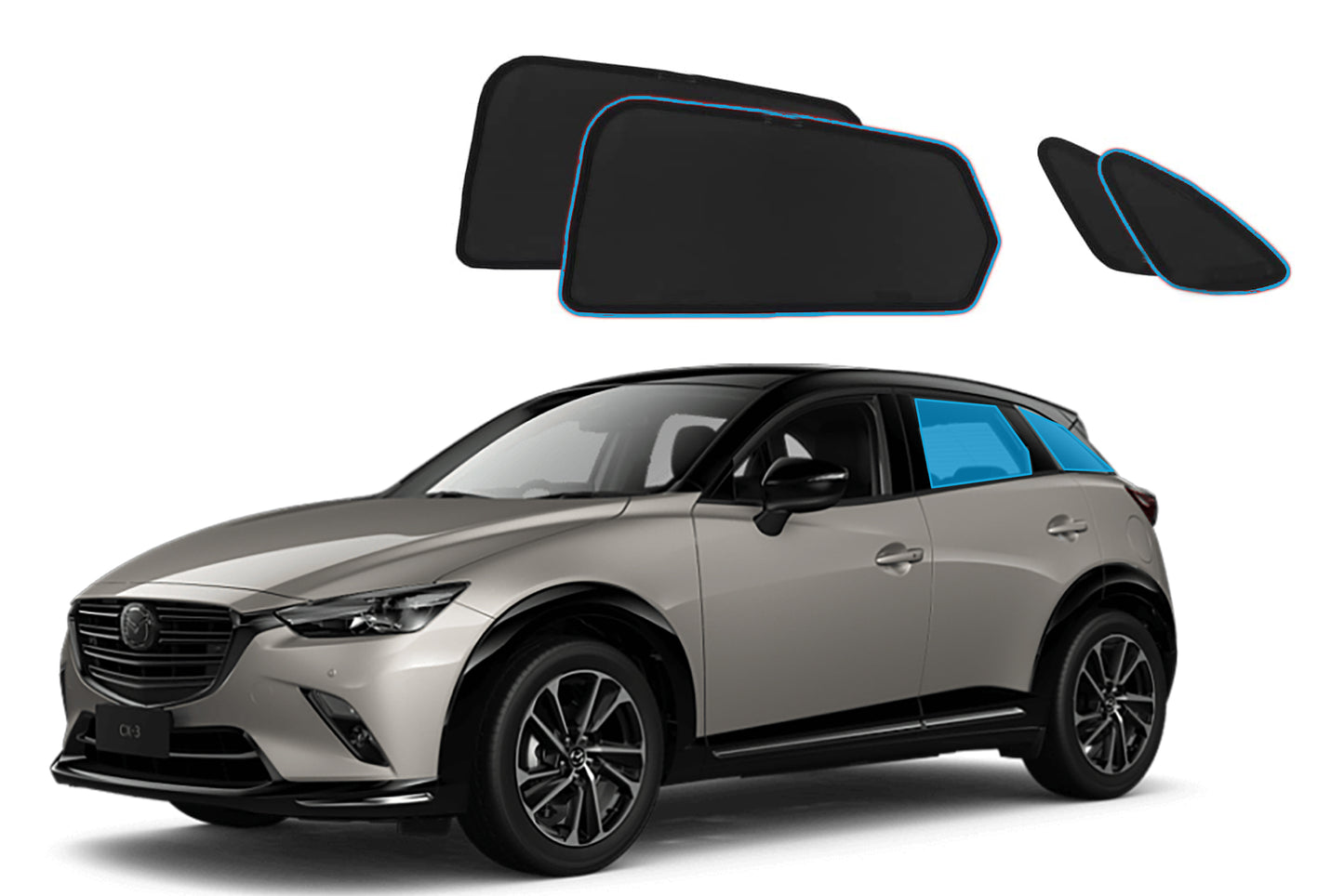 OTTO Shades Custom Magnetic Mesh Sunshade for Mazda CX-3 2015-2026, Side, Rear & Port Windows Sun Blind for Baby Protection