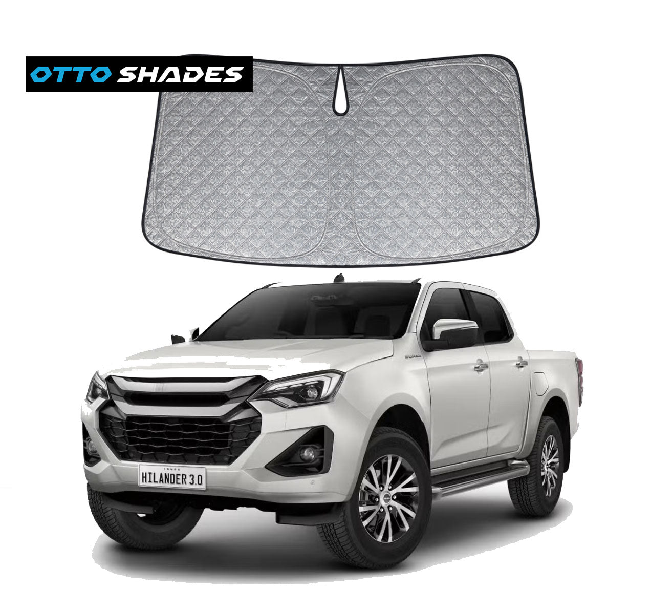 OTTO SHADES Premium WindScreen Sunshade for Isuzu D-Max DMax 2020-2025 Thick 6-Layers Foldable Front Window Sunshade UV Protection Heat Shield Cover