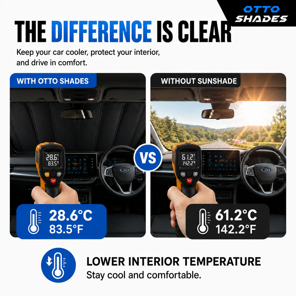 Thick Full-Coverage Custom SunShade with Rigid Support for Ford Everest 20-26