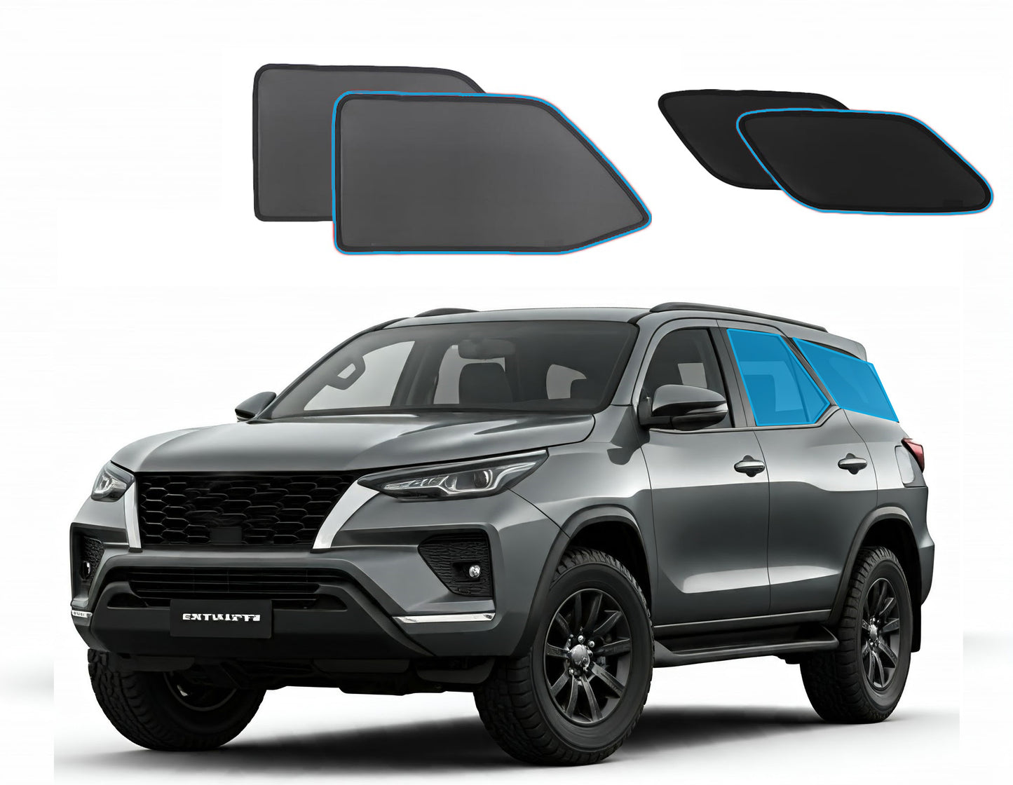 OTTO SHADES Custom Magnetic Mesh Sunshade for Toyota Fortuner 2015-2025, Side, Rear & Port Windows Sun Blind for Baby Protection