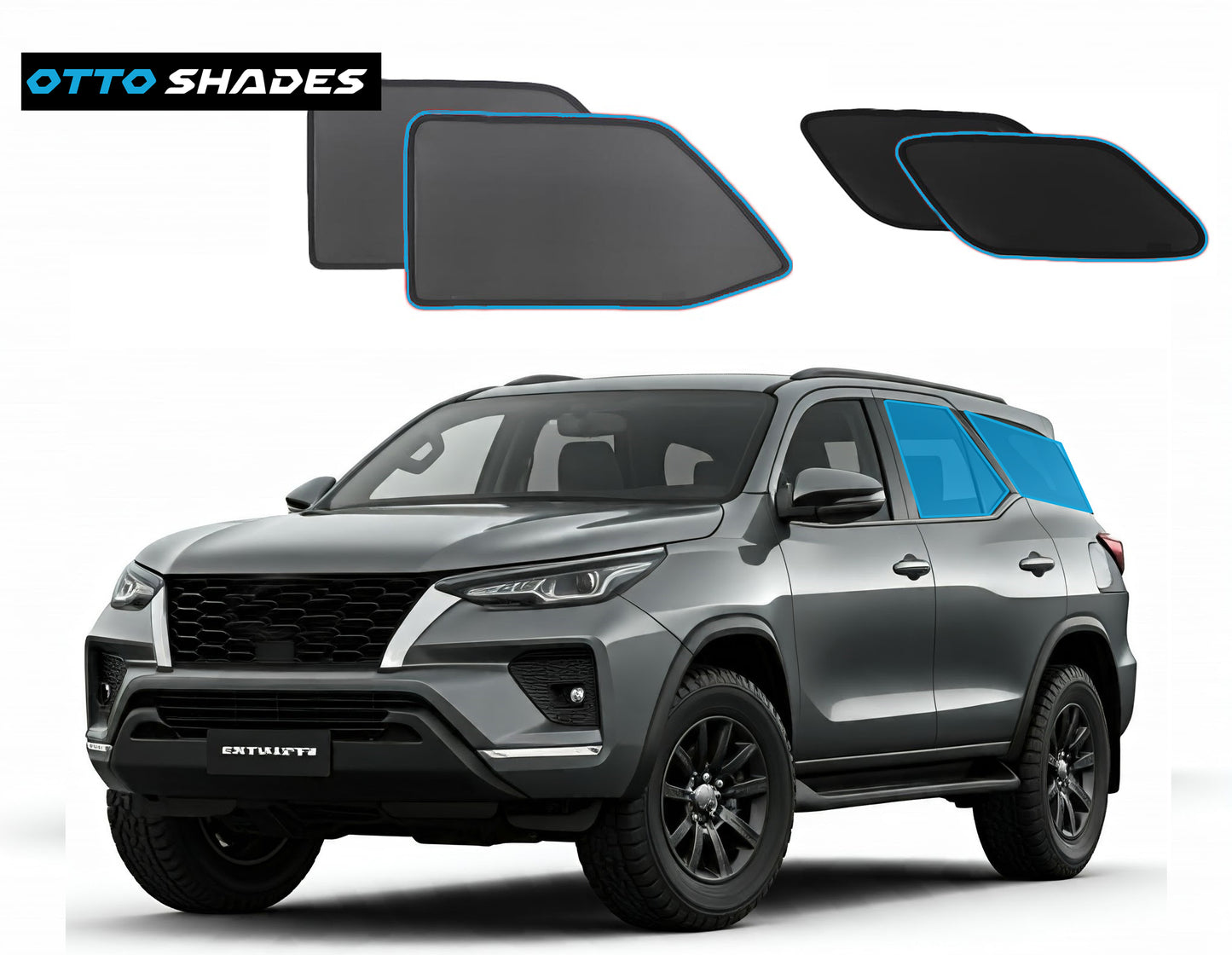 OTTO SHADES Custom Magnetic Mesh Sunshade for Toyota Fortuner 2015-2025, Side, Rear & Port Windows Sun Blind for Baby Protection