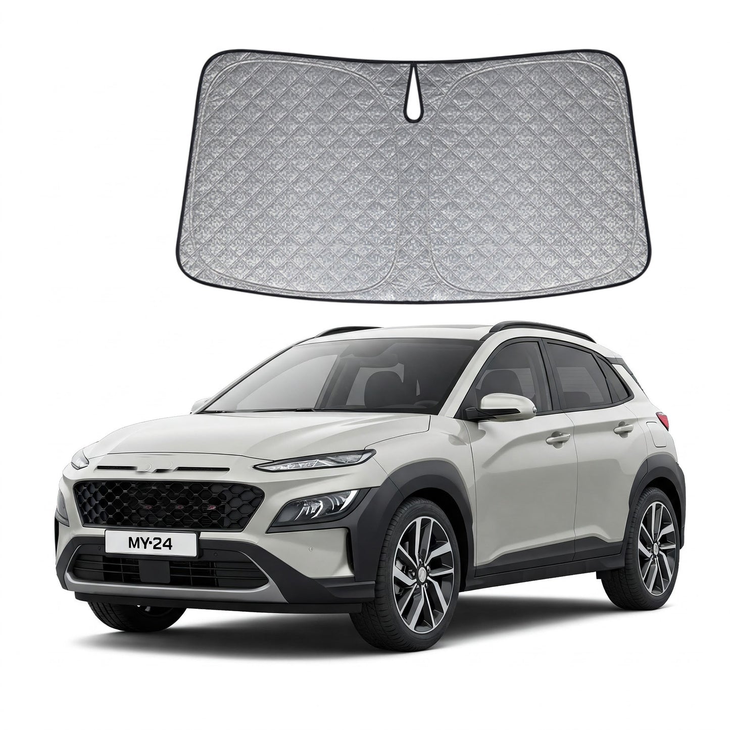 OTTO SHADES Premium WindScreen Sunshade for Hyundai Kona 2017-2025 Thick 6-Layers Foldable Front Window Sunshade UV Protection Heat Shield Cover