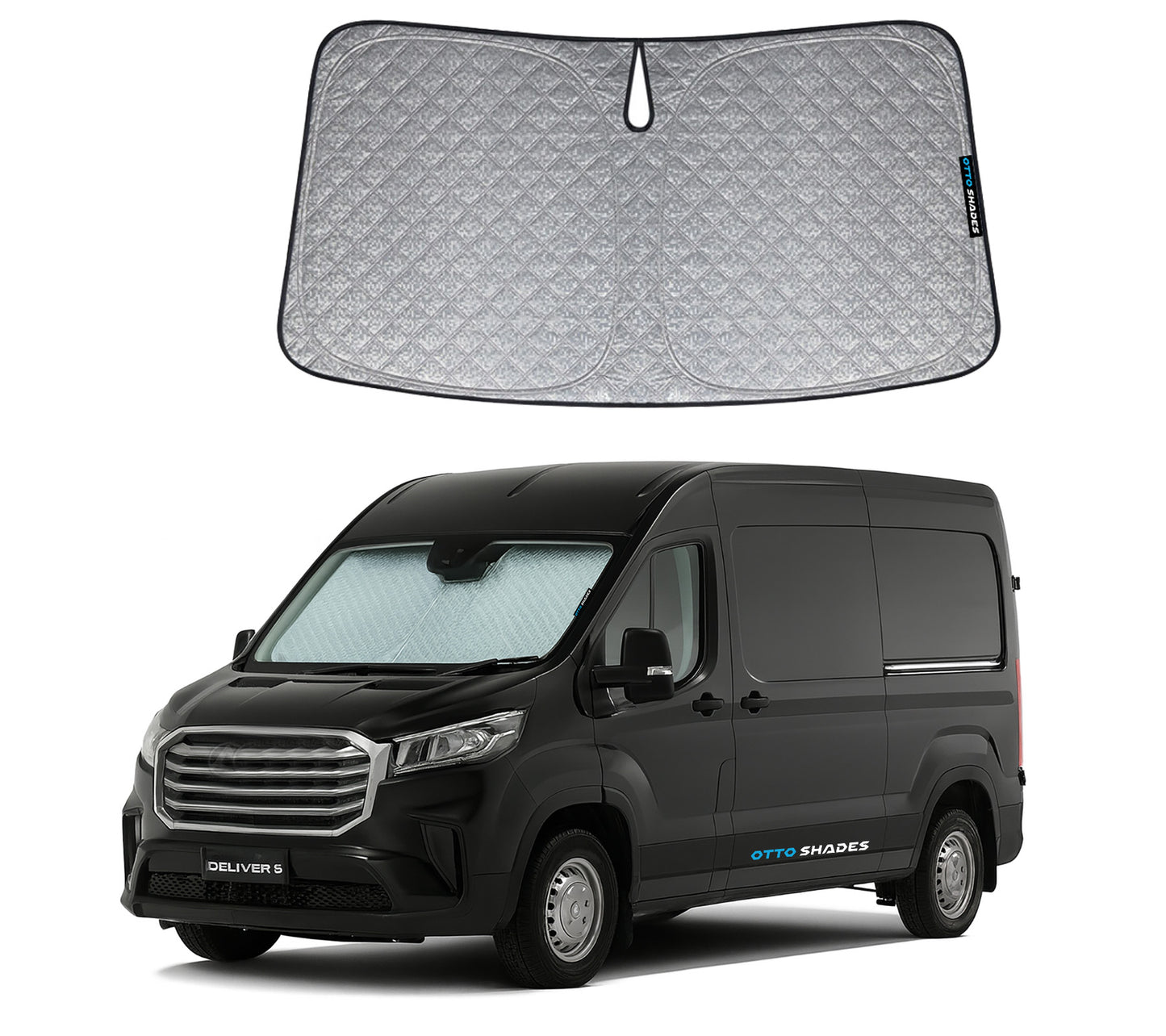 OTTO SHADES Patented Thick Windscreen Sunshade for LDV Deliver 9 2018-2026, 6-Layer Custom Fit, Maximum UV Protection