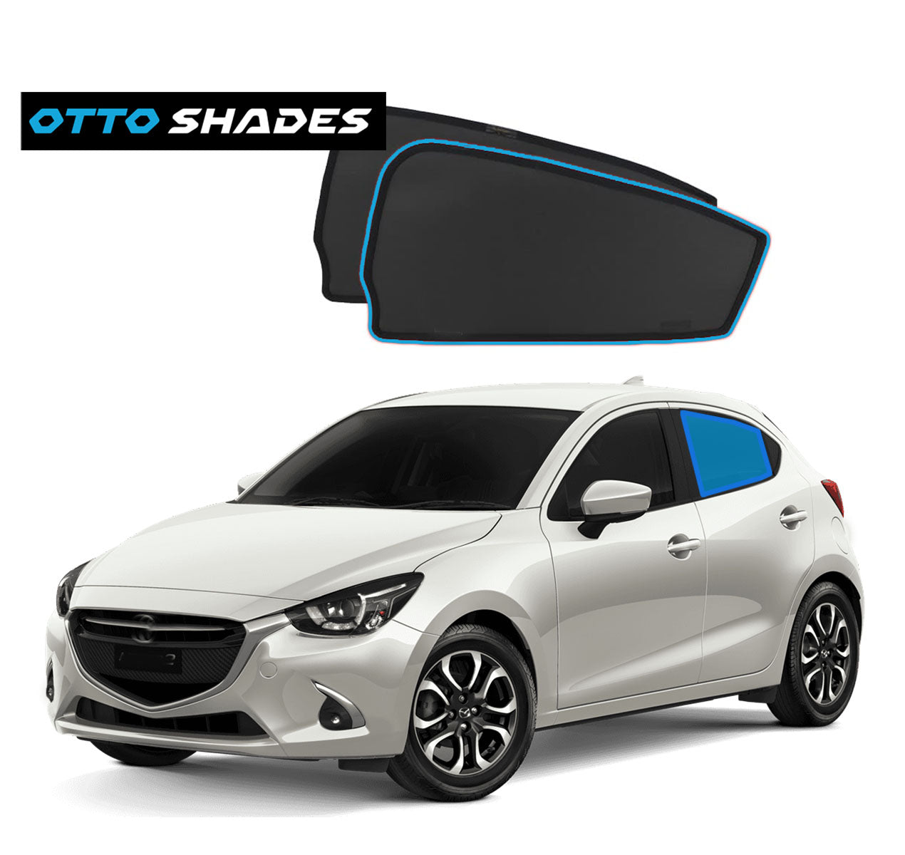 OTTO Shades Custom Mesh Sunshade for Mazda 2 2014-2025, Rear Side Windows Sun Blind for Baby Protection, UV/Heat Reduction,Privacy Shield