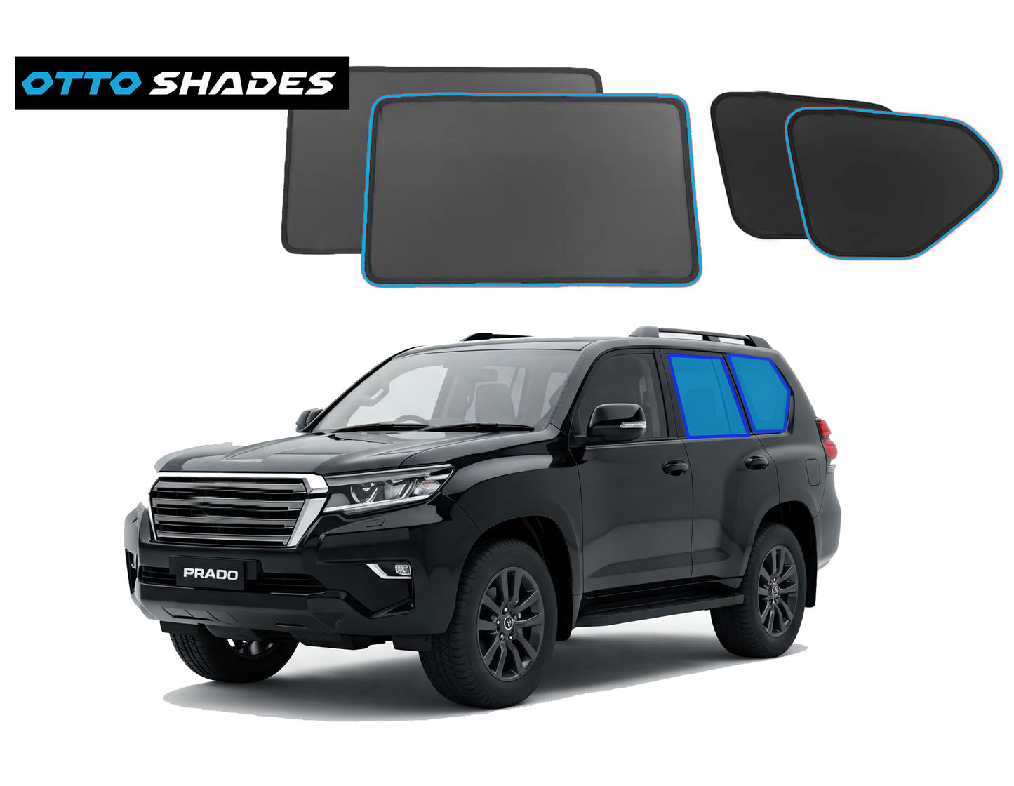 OTTO SHADES Custom Magnetic Mesh Sunshade for Toyota Prado 150 2015-2024, Side Windows Sun Blind for Baby Protection, UV/Heat Reduction,Privacy Shield