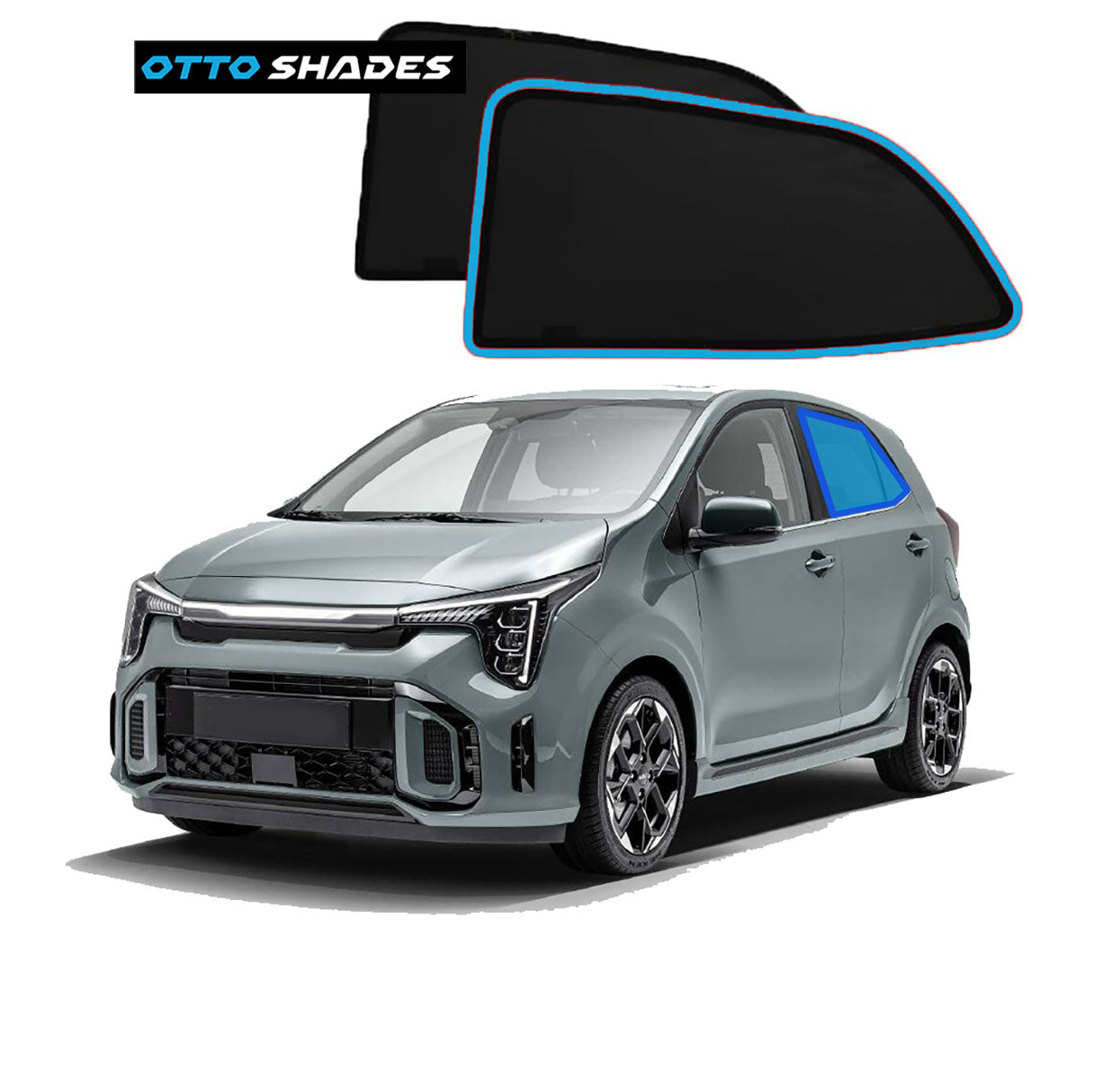 OTTO SHADES Custom Mesh Sunshade for Kia Picanto 2017-2025, Side, Rear Windows Sun Blind for Baby Protection, UV/Heat Reduction