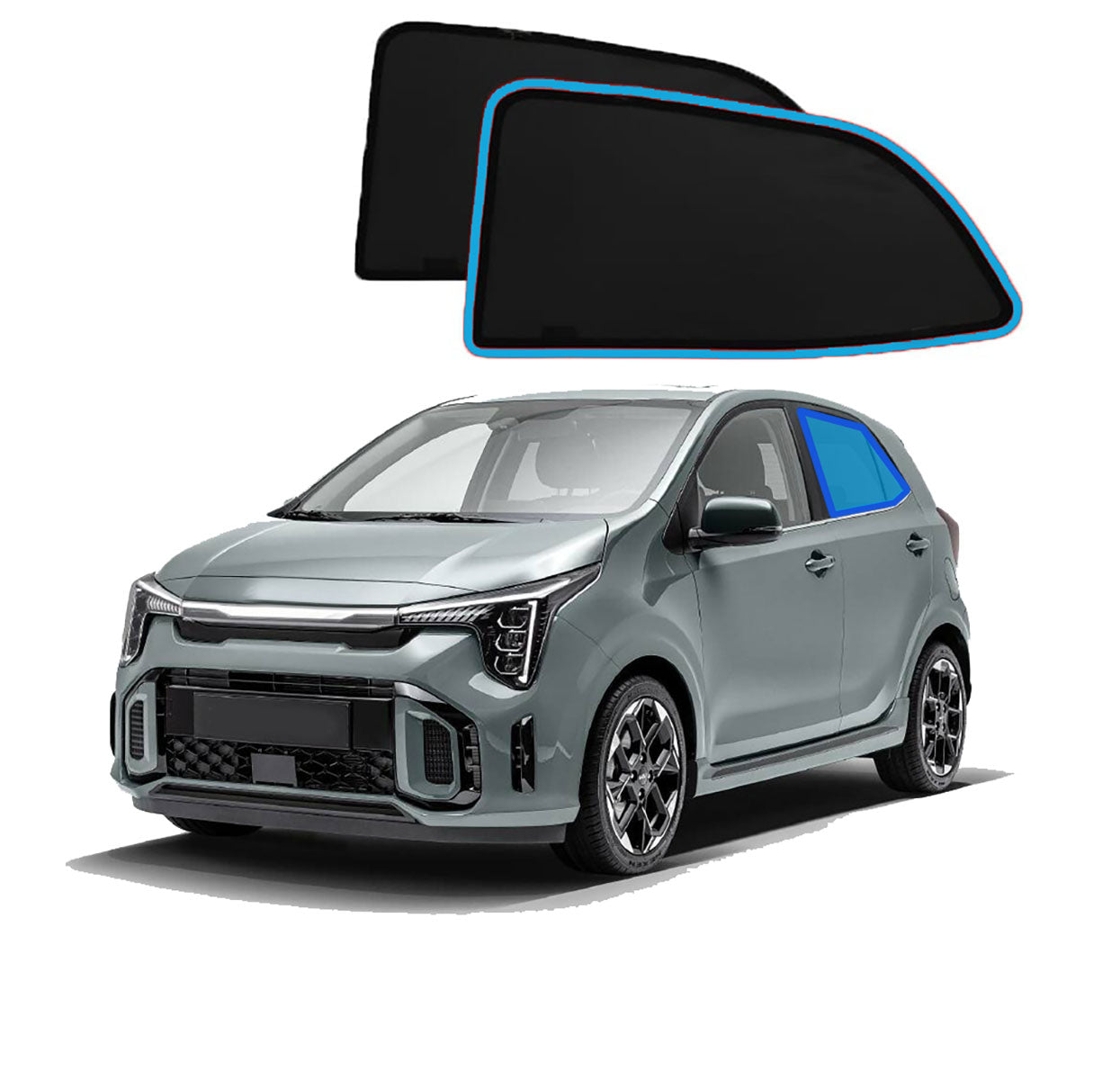 OTTO SHADES Custom Mesh Sunshade for Kia Picanto 2017-2025, Side, Rear Windows Sun Blind for Baby Protection, UV/Heat Reduction