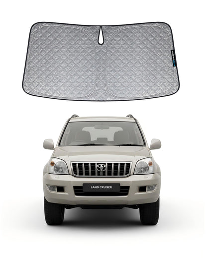 Patented Thick WindScreen SunShade for Toyota LandCruiser Prado 120 Series 2003-2009 Premium 6-Layer UV Protection