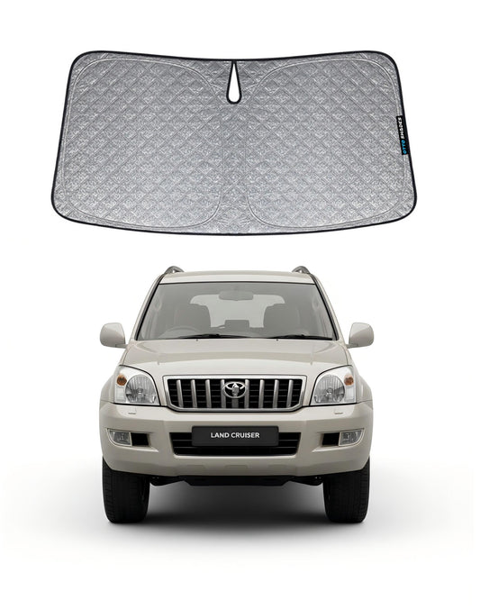 Patented Thick WindScreen SunShade for Toyota LandCruiser Prado 120 Series 2003-2009 Premium 6-Layer UV Protection