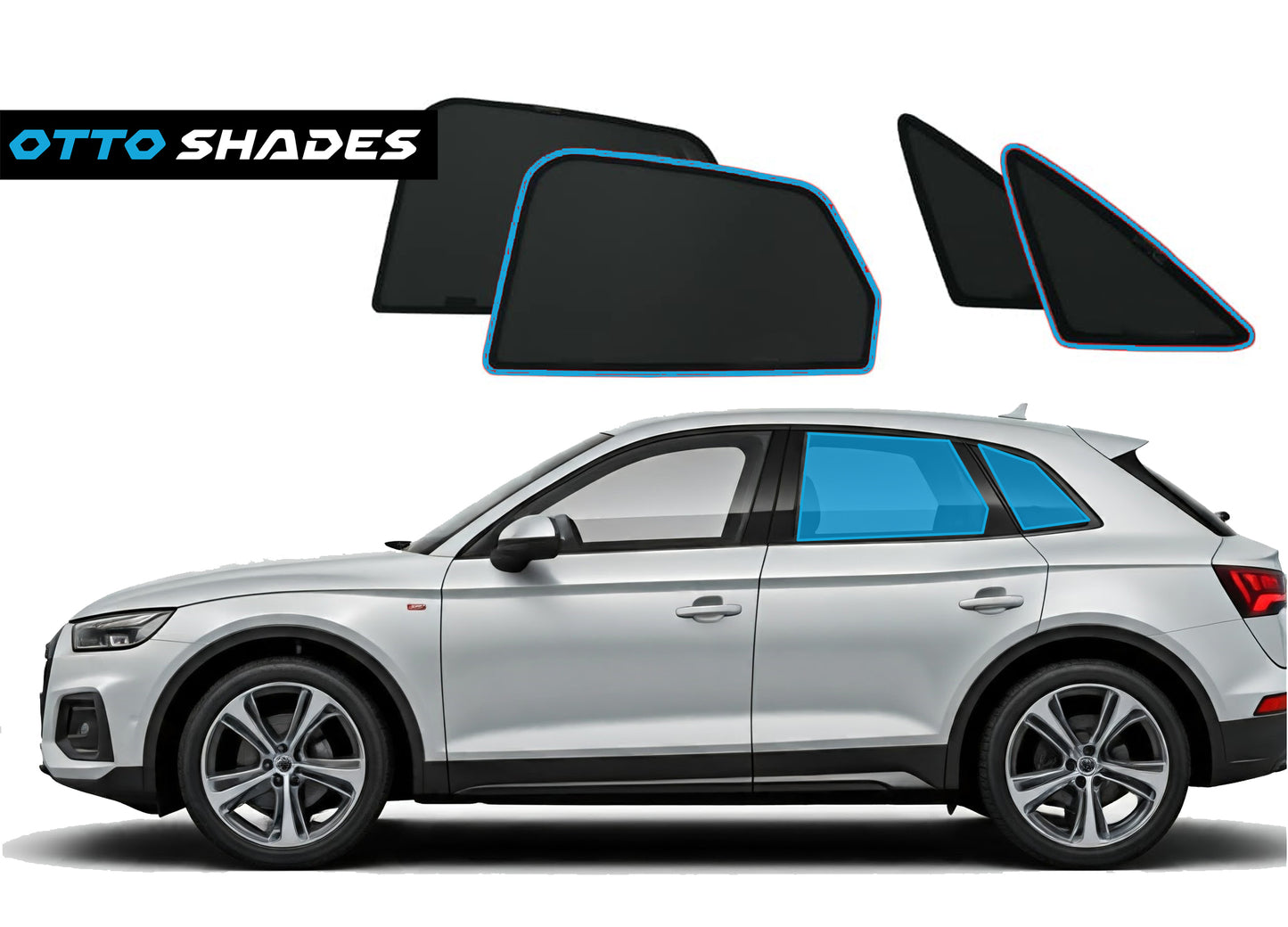 OTTO SHADES Custom Mesh Sunshade for Audi Q5 2019-2025, Rear Side Windows Sun Blind for Baby Protection, UV/Heat Reduction,Privacy Shield