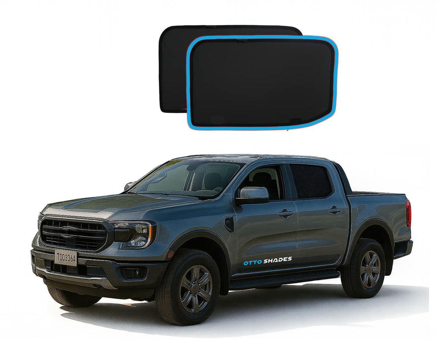 OTTO Shades Custom Mesh Sunshade for Ford Next-GEN Ranger 2022-2025, Rear Side Windows Sun Blind for Baby Protection, UV/Heat Reduction,Privacy Shield