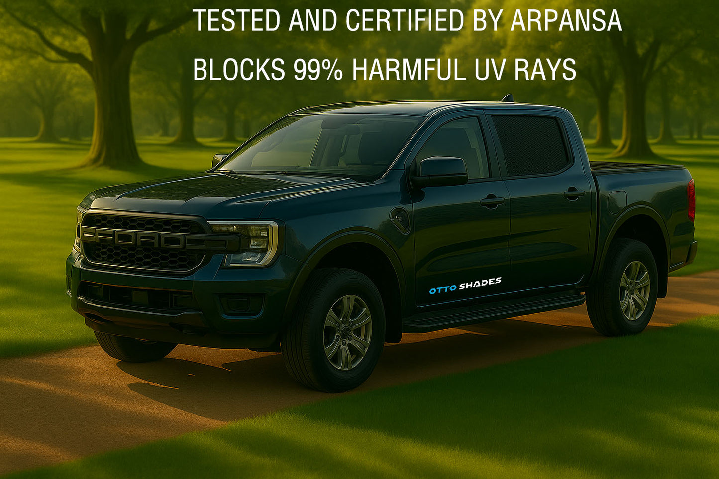 OTTO Shades Custom Mesh Sunshade for Ford Next-GEN Ranger 2022-2025, Rear Side Windows Sun Blind for Baby Protection, UV/Heat Reduction,Privacy Shield