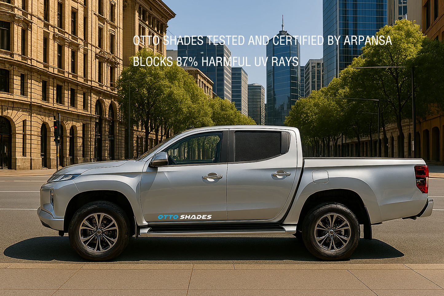 OTTO Shades Custom Magnetic Mesh Sunshade for Mitsubishi Triton 2015-2024, Side, Rear & Port Windows Sun Blind for Baby Protection