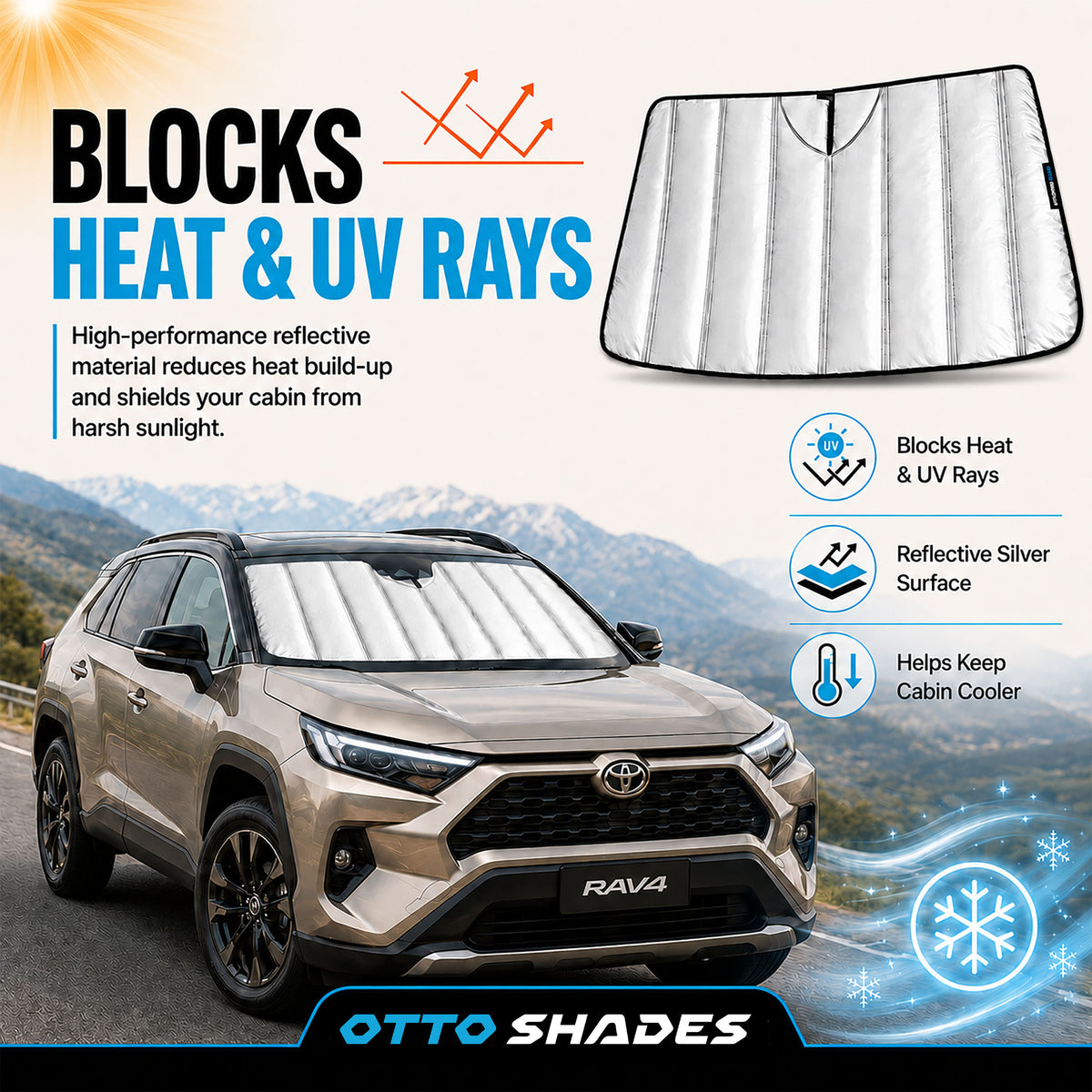 Thick Full-Coverage Custom SunShade with Rigid Support for Ford Everest 20-26