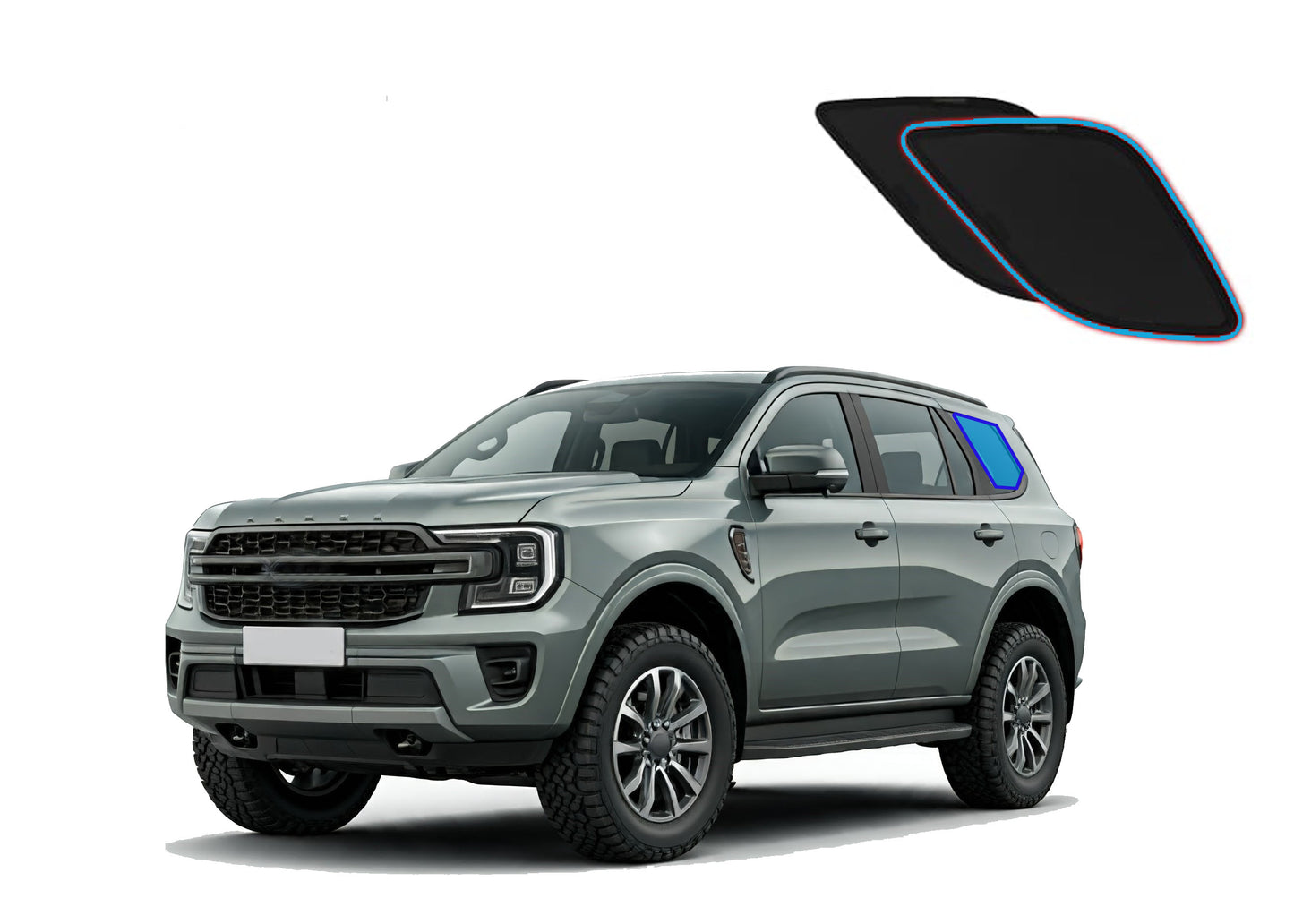 OTTO SHADES Custom Mesh Sunshade for Ford Everest 2022-2025, Rear Side Windows Sun Blind for Baby Protection, UV/Heat Reduction,Privacy Shield