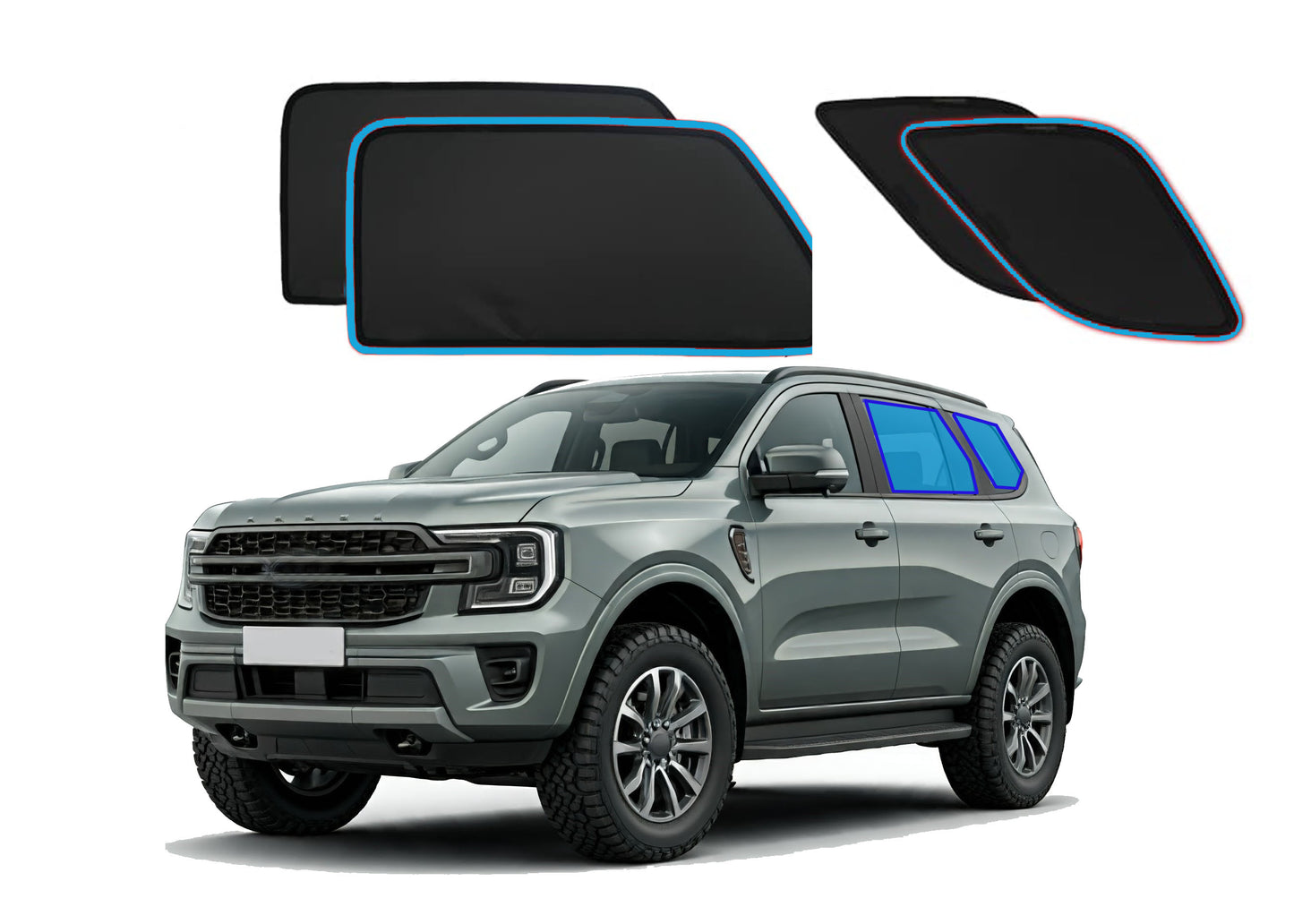 OTTO SHADES Custom Mesh Sunshade for Ford Everest 2022-2025, Rear Side Windows Sun Blind for Baby Protection, UV/Heat Reduction,Privacy Shield