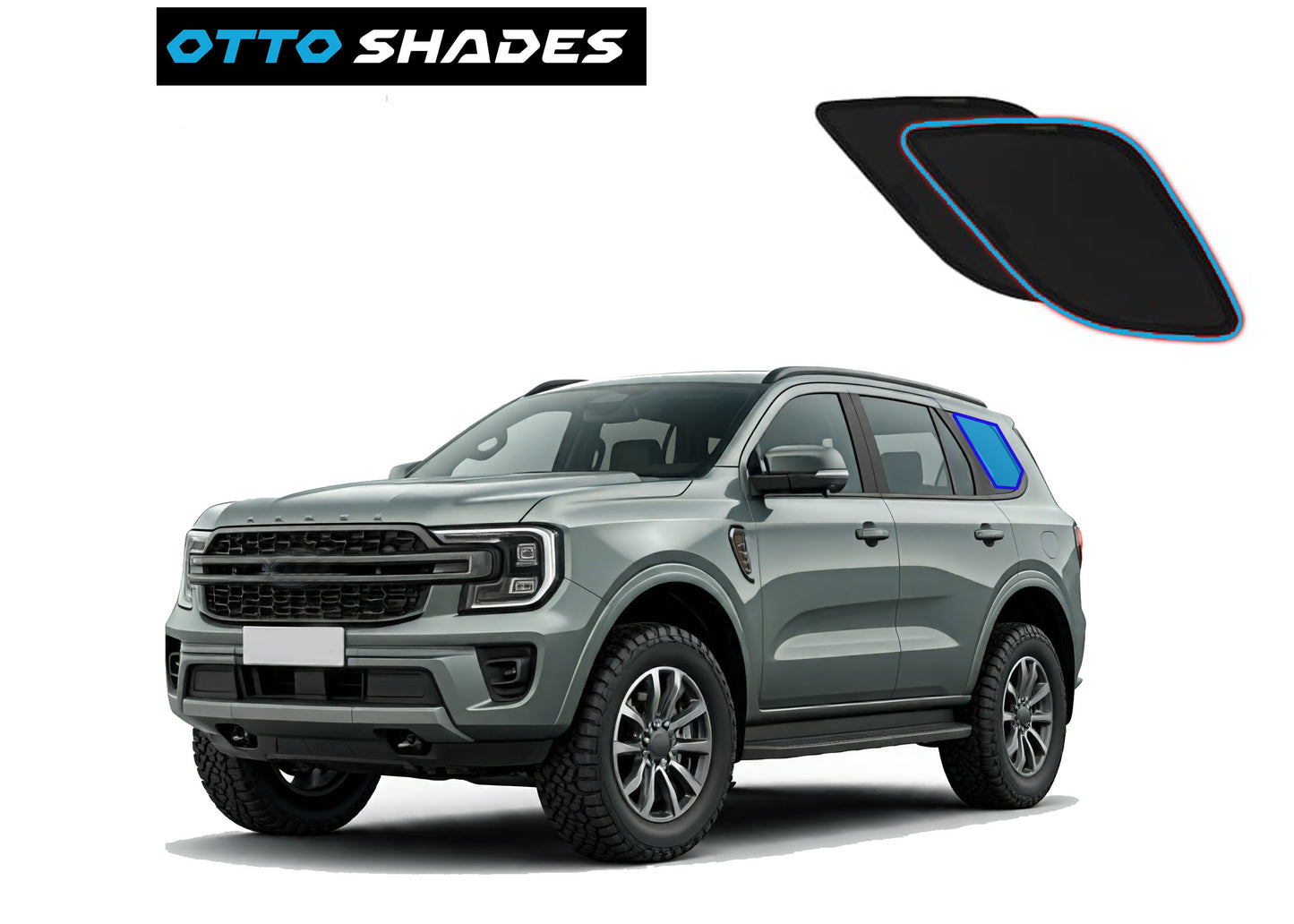 OTTO SHADES Custom Mesh Sunshade for Ford Everest 2022-2025, Rear Side Windows Sun Blind for Baby Protection, UV/Heat Reduction,Privacy Shield