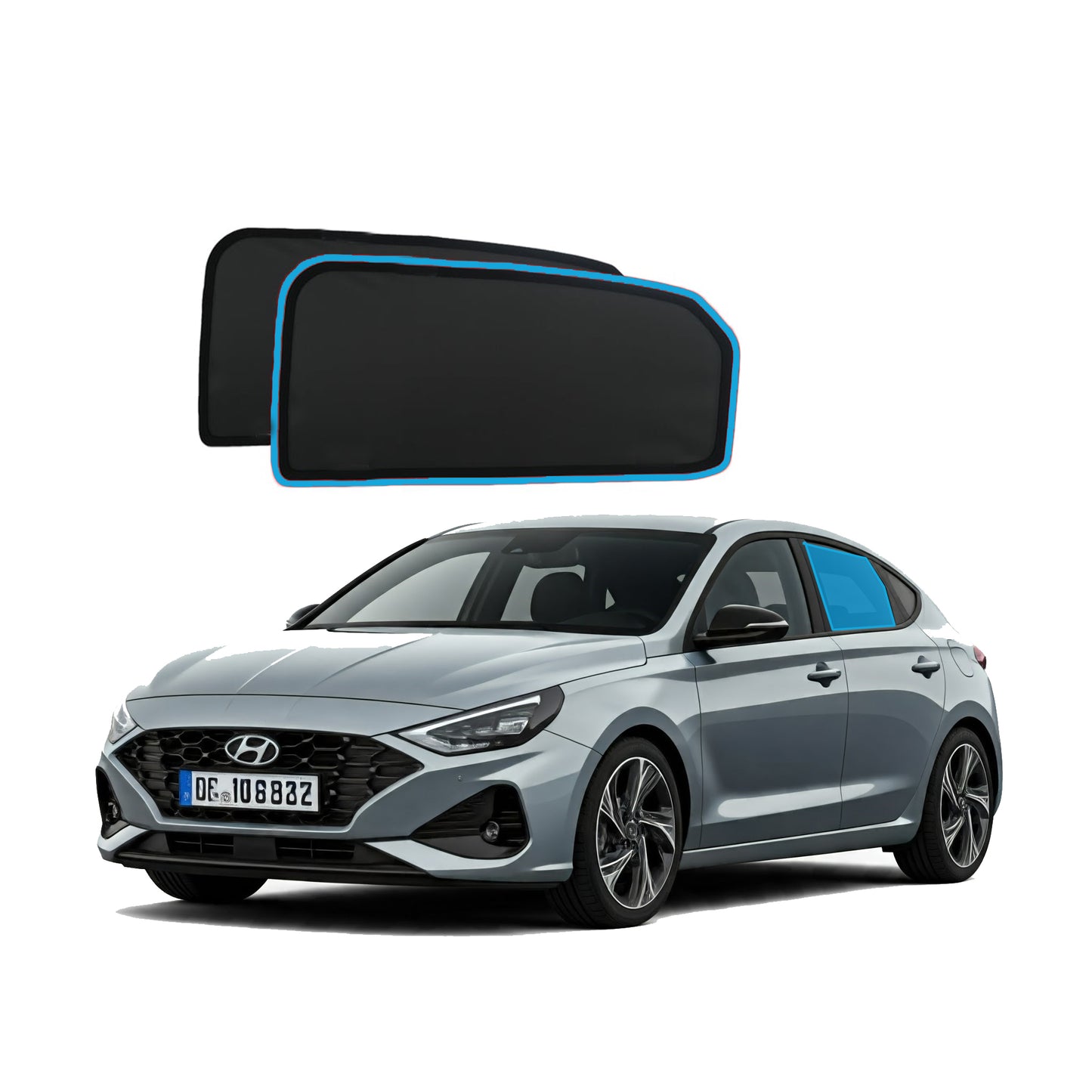 OTTO SHADES Custom Magnetic Mesh Sunshade for Hyundai i30 Hatchback 2018-2025, Side, Rear & Port Windows Sun Blind for Baby Protection