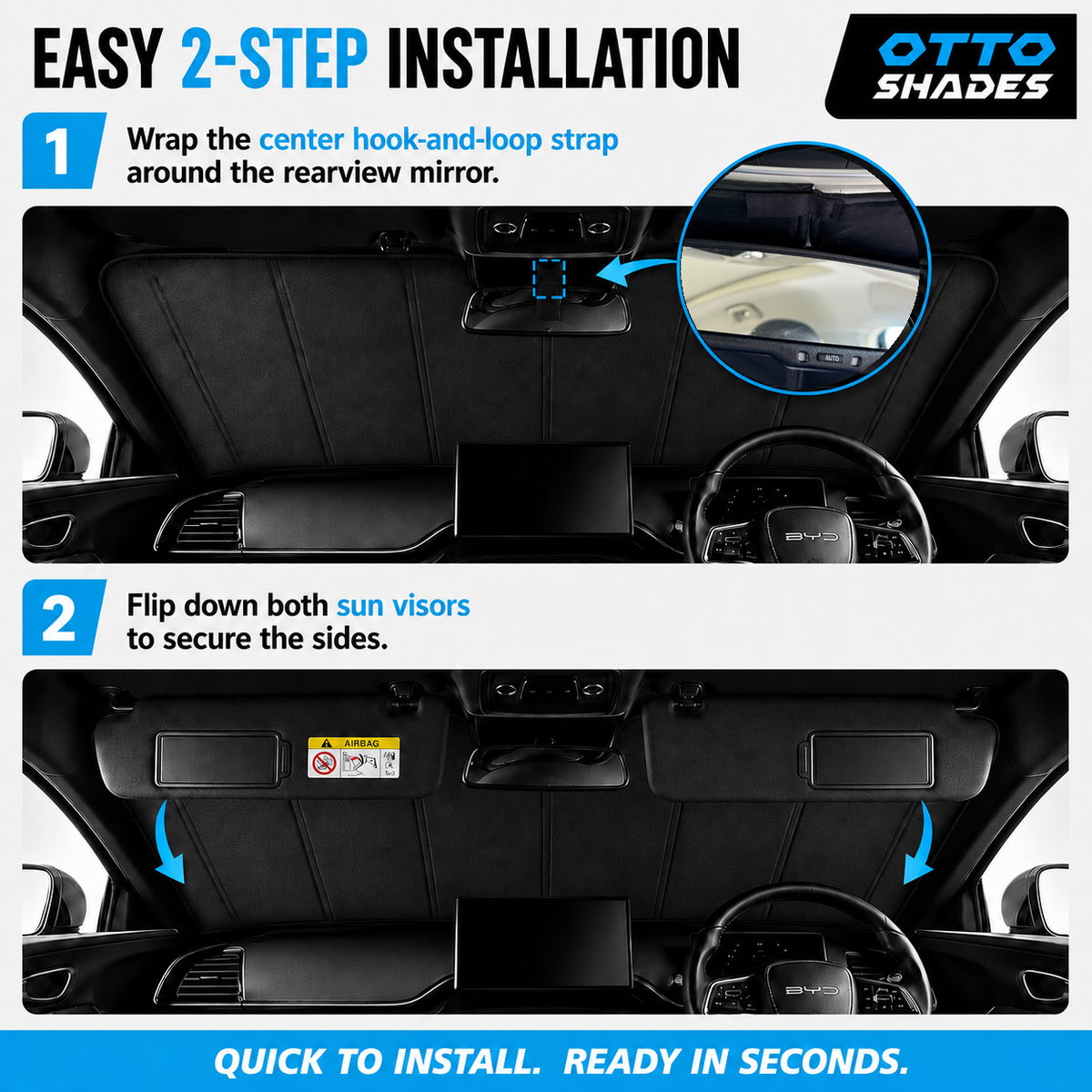 Thick Full-Coverage Custom SunShade with Rigid Support for Ford Everest 20-26