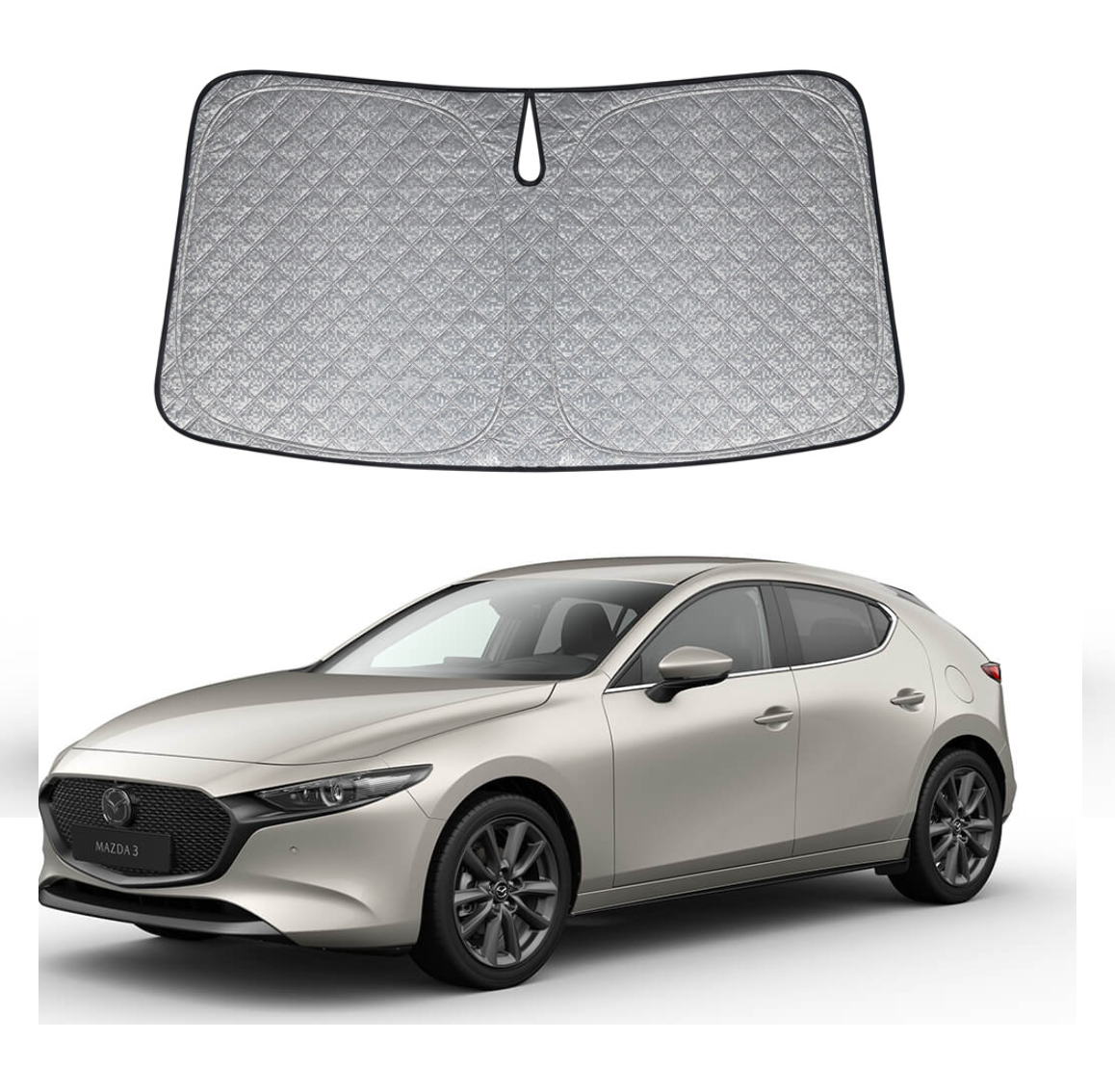 OTTO SHADES Premium WindScreen Sunshade for Mazda Mazda3 2019-2025 Thick 6-Layers Foldable Front Window Sunshade UV Protection Heat Shield Cover