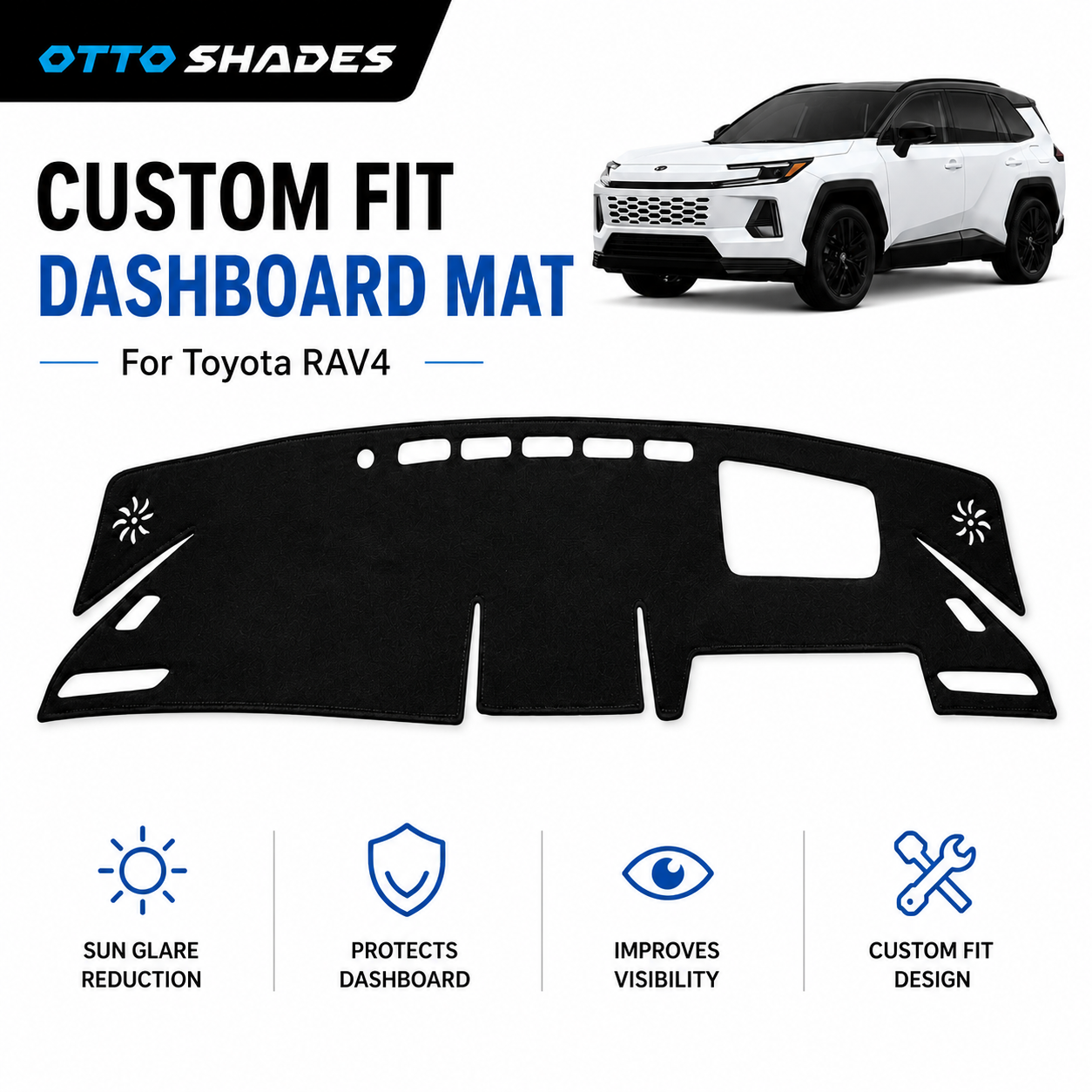 Dashboard Cover for Toyota All-New RAV4 2026 –  Onwards Custom Fit Suede Dash Mat Anti-Glare Dash Pad RAV4 Accessories