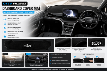 Dashboard Cover for BYD Sealion 5 2026 - Onwards Custom Fit Suede Dash Mat, Non-Slip Sunshade, Anti-Glare Dash Pad Sealion5 Accessories