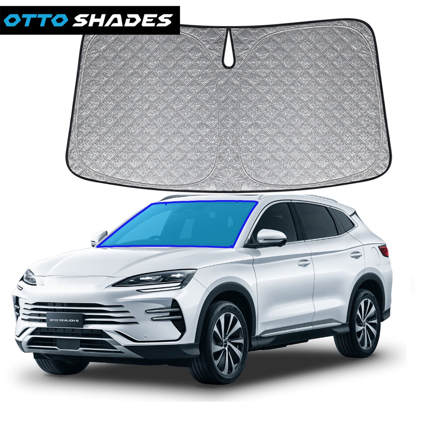 OTTO SHADES Premium WindScreen Sunshade for BYD Sealion6 2024-2025 Thick 6-Layers Foldable Front Window Sunshade UV Protection Heat Shield Cover