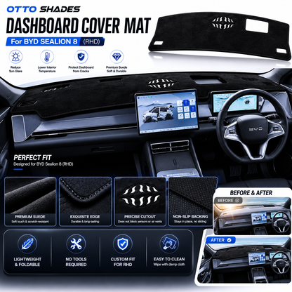 Dashboard Cover for BYD Sealion 8 2026 – Current Custom Fit Suede Dash Mat, Non-Slip Sunshade, Anti-Glare Dash Pad Sealion8 Accessories
